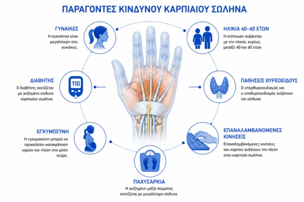 Παράγοντες κινδύνου για σύνδρομο καρπιαίου σωλήνα